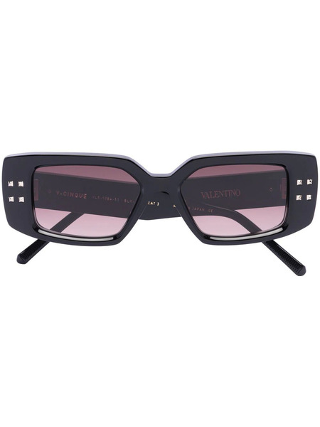  Valentino Garavani Eyewear Rockstud Rectangle-frame Sunglasses - Black 