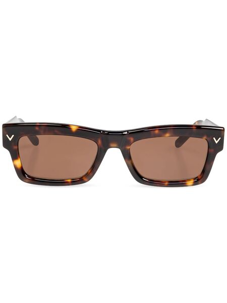  Valentino Garavani Eyewear V-shape Rectangular Sunglasses - Brown 