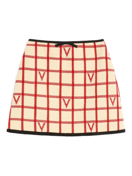  Valentino Garavani Grid-patterned Mini Skirt - Neutrals 