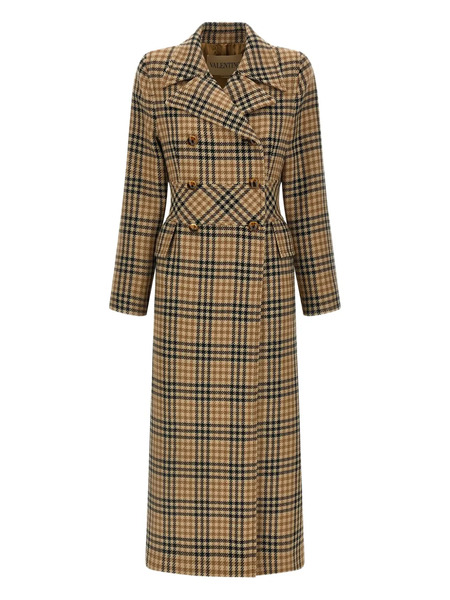  Valentino Garavani Houndstooth Wool Coat - Brown 