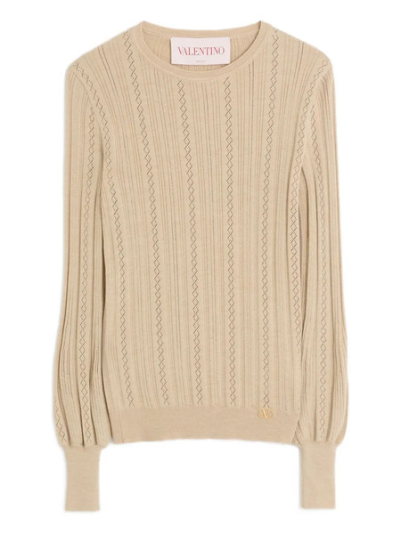  Valentino Garavani Lattice-knit Pullover - Neutrals 