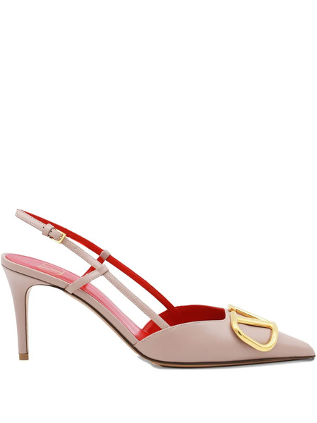  Valentino Garavani 80mm Vlogo Signature Slingback Pumps - Neutrals 
