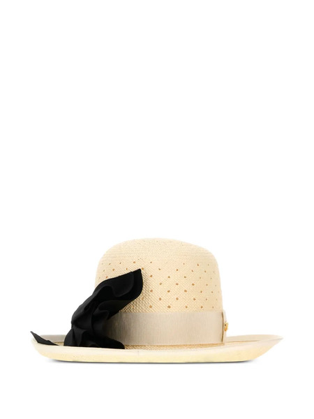  Valentino Garavani Perforated-bow Hat - Neutrals 