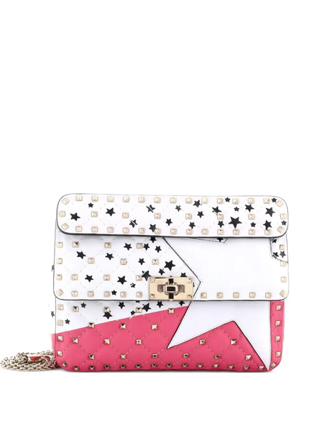  Valentino Garavani Pre-owned Rockstud Spike Flap Bag Quilted Leather Medium Crossbody Bag - Multicolour 