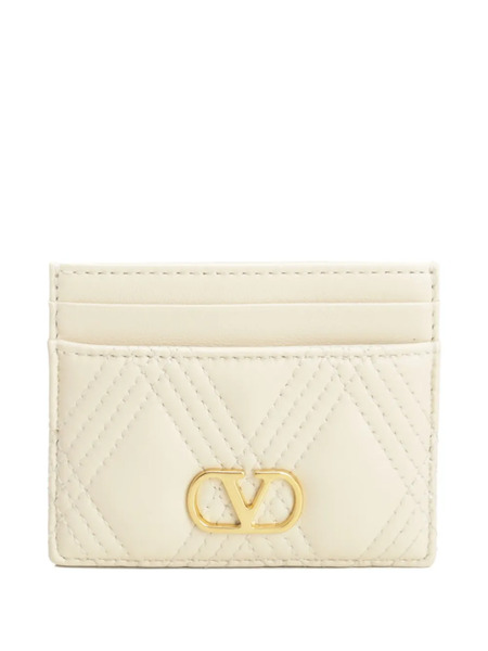  Valentino Garavani Quilted Vlogo Card Holder - Neutrals 