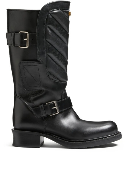  Valentino Garavani Rayons Biker Boots - Black 