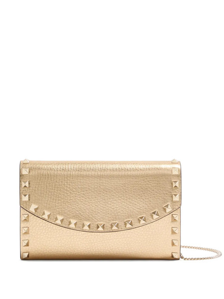 Valentino Garavani Rockstud Studded Leather Wallet - Gold 