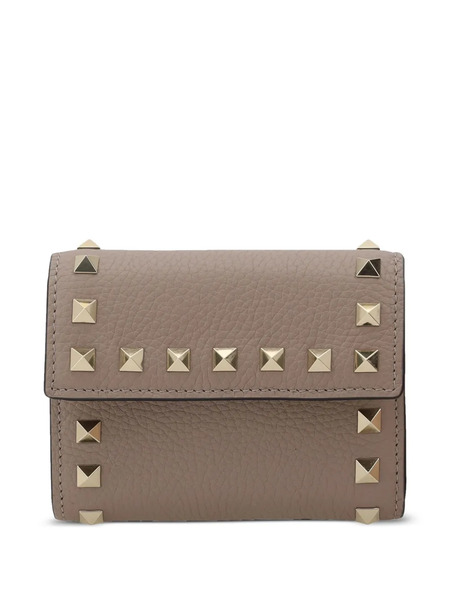  Valentino Garavani Rockstud Tri-fold Wallet - Brown 