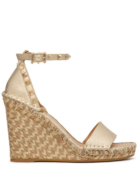  Valentino Garavani Rockstud Wedge Espadrilles - Gold 