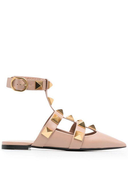  Valentino Garavani Roman Stud Ballerina Shoes - Neutrals 