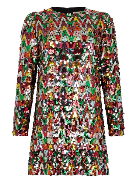  Valentino Garavani Sequin Pattern Mini Dress - Red 