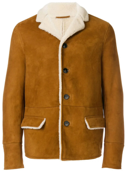  Valentino Garavani Shearling-trim Jacket - Brown 