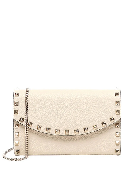  Valentino Garavani Studded Leather Wallet - Neutrals 
