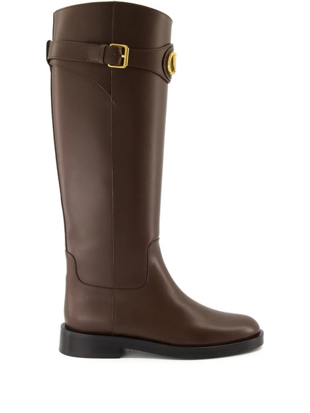  Valentino Garavani Vlogo-buckle Boots - Brown 