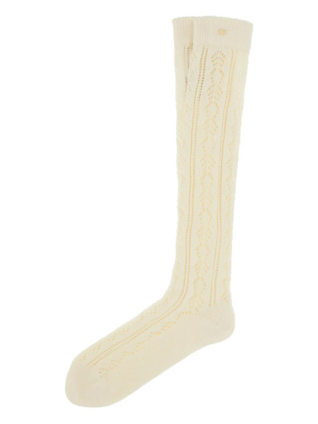 Valentino Garavani Vlogo Perforated Socks - Neutrals 