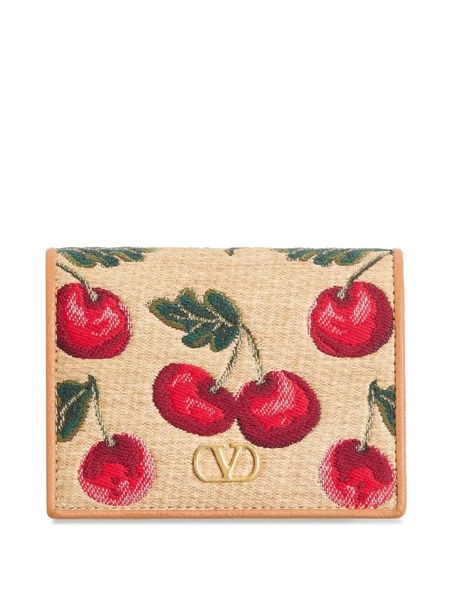  Valentino Garavani Vlogo Signature Cherryfic Wallet - Brown 