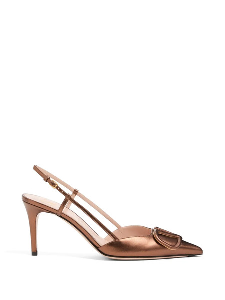  Valentino Garavani Vlogo Signature Slingback Pumps - Brown 
