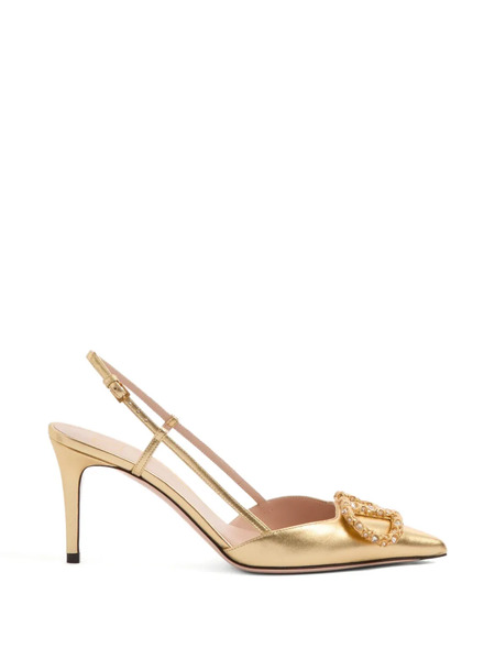  Valentino Garavani Vlogo Signature Slingback Pumps - Gold 