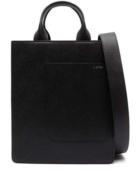  Valextra Mini Boxy Leather Tote Bag - Black 