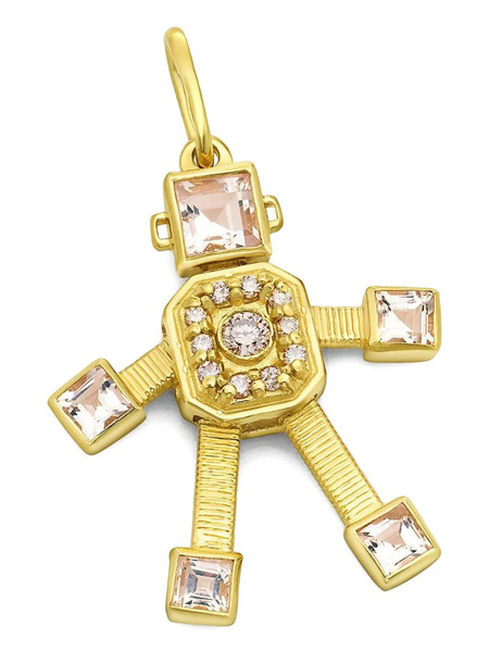  Van Robot 18k Yellow Gold Robot Diamond Pendant 