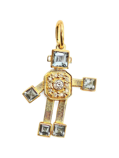  Van Robot Robot Aquamarine And Diamond Pendant - Gold 