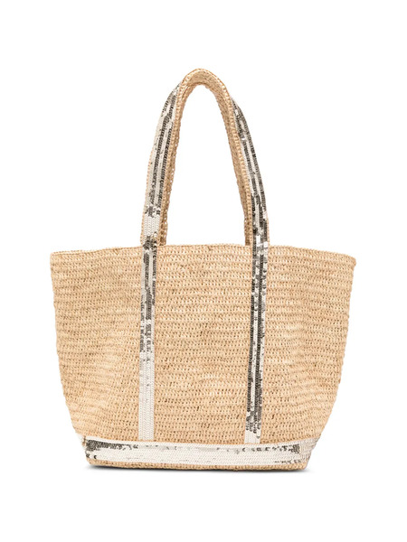 Vanessa Bruno M Raffia Sequin Tote Bag - Neutrals 