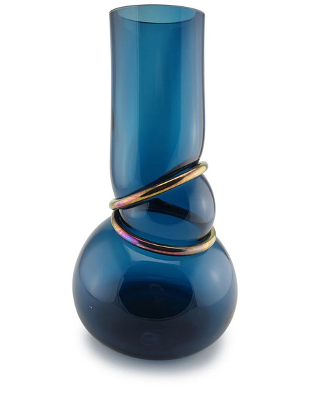  Vanessa Mitrani Double Ring Glass Vase - Blue 