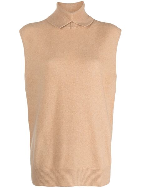  Vanisè Roll-neck Sleeveless Cashmere Top - Neutrals 