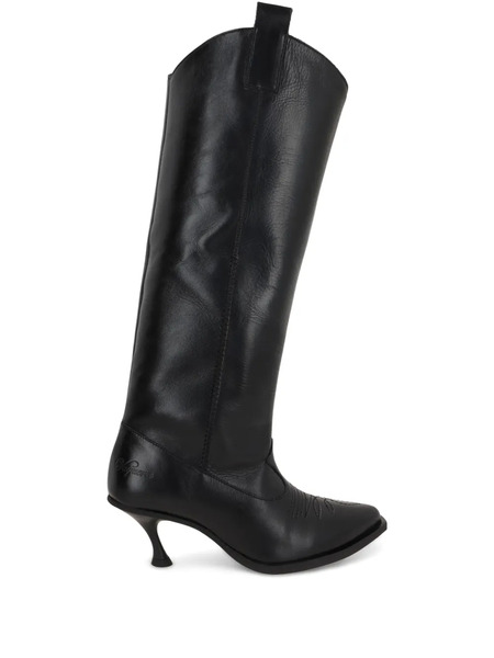  Vaquera Leather Western Boots - Black 