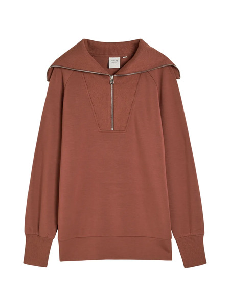  Varley Xina Zip Ribbed Sweater - Brown 