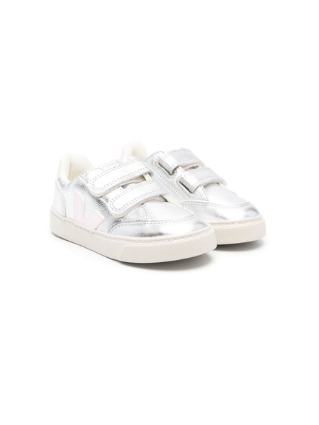  Veja Kids V-12 Chromefree Metallic Sneakers - Silver 