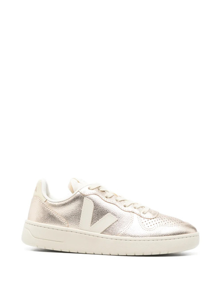  Veja V-10 Perforated-toe Sneakers - Gold 