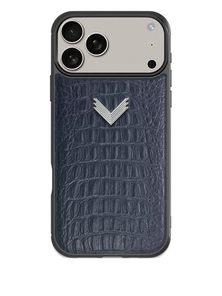  Velante Crocodile-embossed Iphone 17 Pro Max Phone Case - Blue 