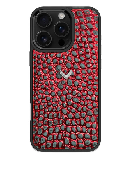  Velante Crocodile-texture Iphone 16 Pro Case - Red 