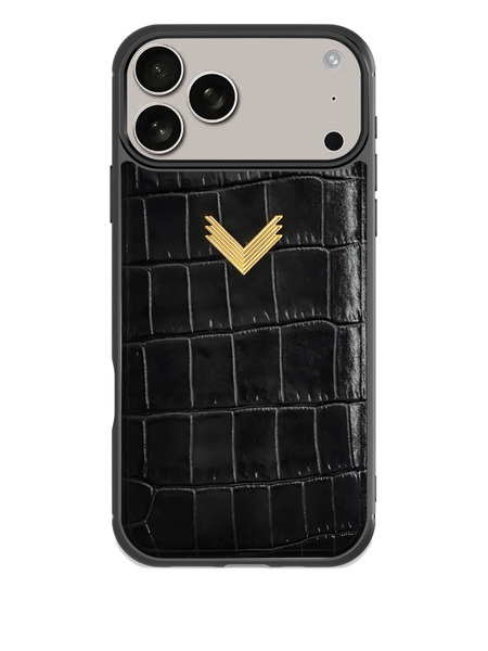  Velante Crocodile-texture Iphone 17 Pro Max Phone Case - Black 