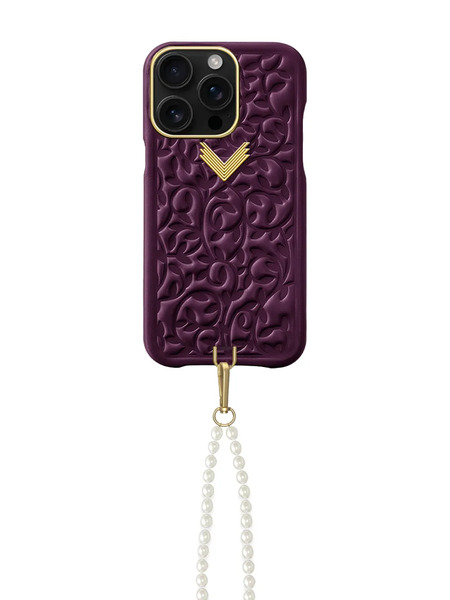  Velante Flower-embossed Iphone 16 Pro Case - Purple 