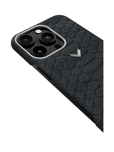  Velante Iphone 16 Pro Python Leather Phone Case - Black 