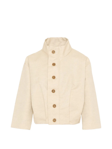  Vélocipède Off-centre Button-up Bomber Jacket - Neutrals 