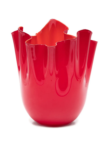  Venini Fazzolett Ruffled Vase - Red 