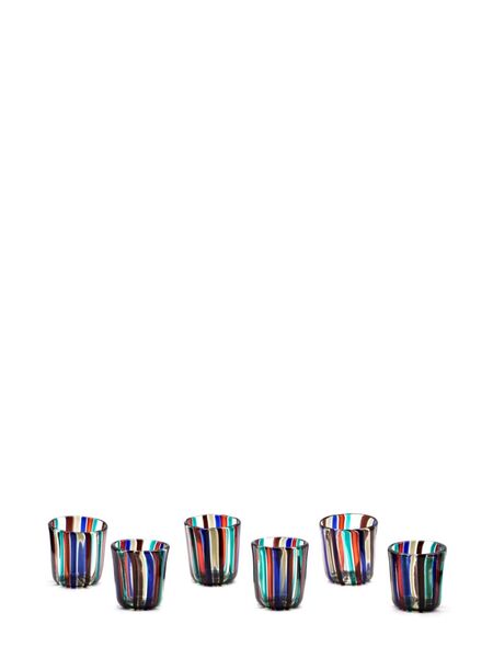  Venini Striped Glasses (pack Of Six) - Neutrals 