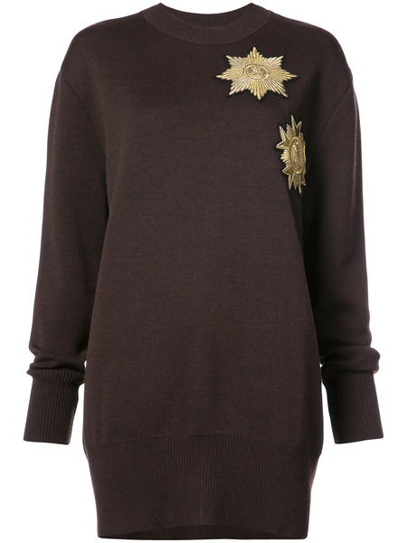  Vera Wang Metallic Patches Loose-fit Jumper - Brown 