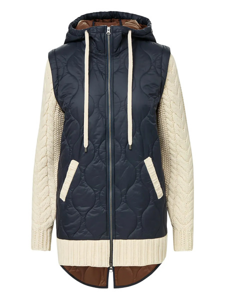  Veronica Beard Barrows Mixed Media Puffer Jacket - Blue 