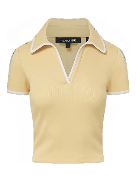  Veronica Beard Contrast-piping Ribbed Top - Yellow 