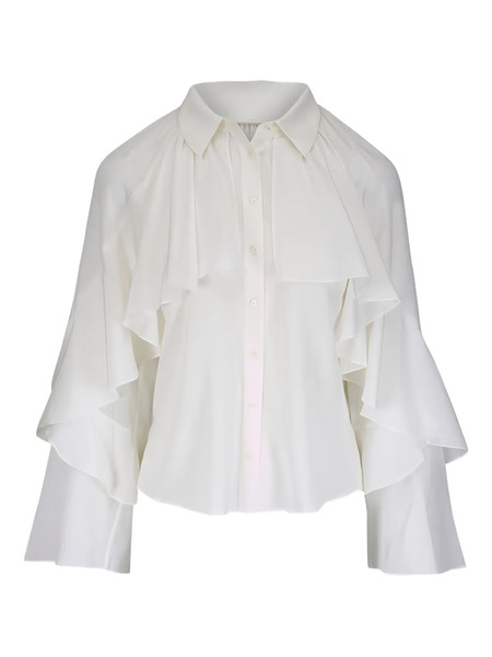  Veronica Beard Demaris Ruffled Bell-sleeve Shirt - Neutrals 