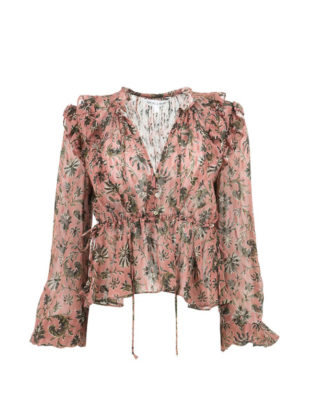  Veronica Beard Floral-print Ruffled Blouse - Pink 