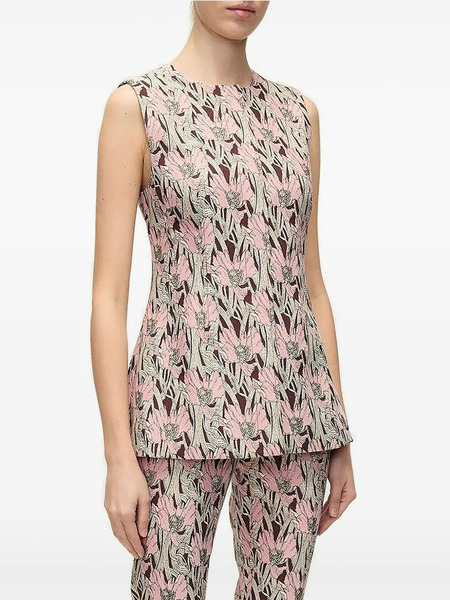  Veronica Beard Jessup Floral-print Sleeveless Top - Red 