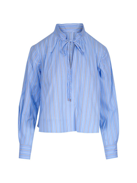  Veronica Beard Kaits Striped Tie Blouse - Blue 