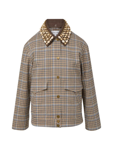  Veronica Beard Kasper Plaid-pattern Embellished-collar Jacket - Neutrals 