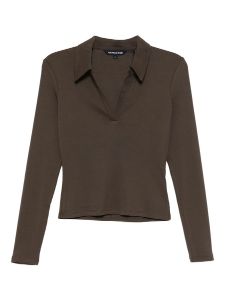  Veronica Beard Kearney Long-sleeve Polo - Brown 
