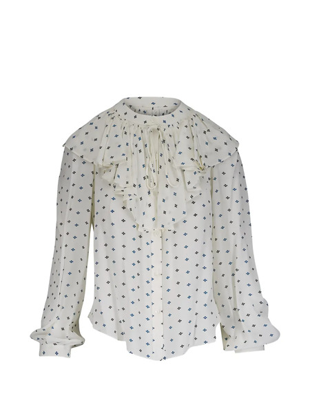  Veronica Beard Ruffled Print Blouse - Neutrals 